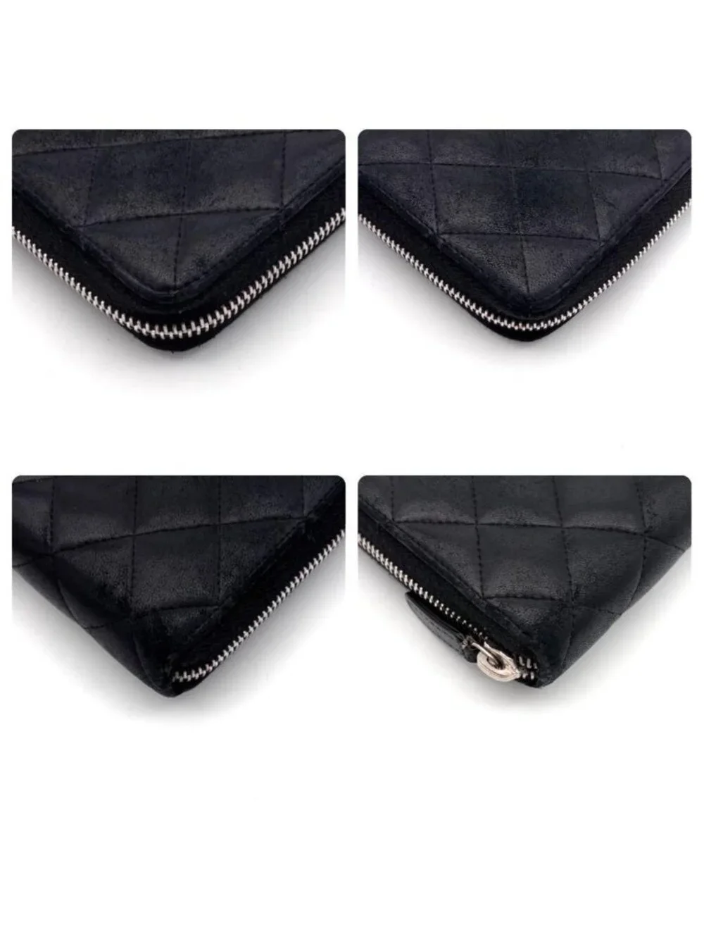 Chanel Quilted Lambskin Zip Around Wallet Black